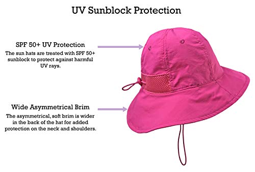 N'ice Caps Kids 2Pc Pack Spf 50+ Uv Protection Breathable Sun Hat (Neon Pink/Neon Purple - Pack, 59Cm (23.2") / 8-12Yrs) #TOP1