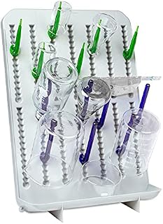 Heathrow Scientific Lab Drying Rack for Glassware, 72 Removable Pegs with SureGrip Hooks, Durable Polystyrene Construction, Self-Standing or Wall-Mountable