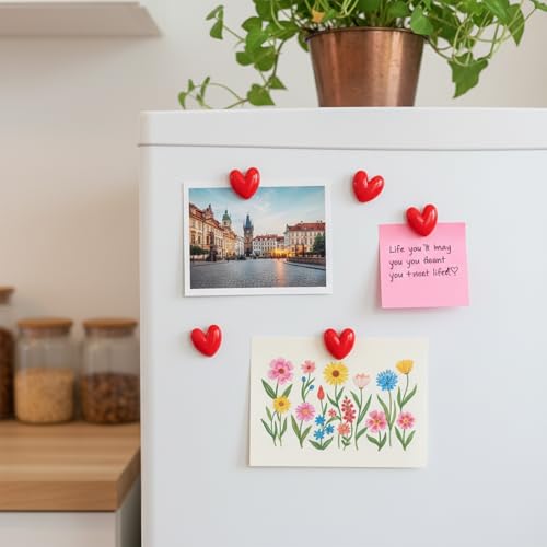 12 imanes decorativos corazón rojo para nevera miniatura 6
