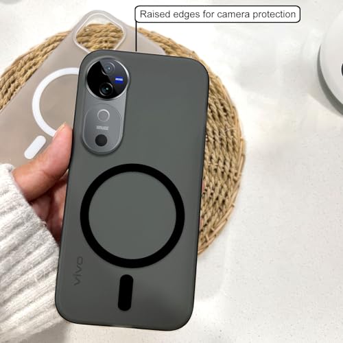 Image of COLORflow Back Cover Compatible with Vivo V40 5G | Black Matte Finish | MAG-Safe | Slim Soft Touch Case with Anti-Slip Grip & Camera Protection