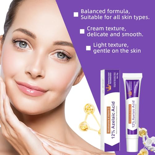 BUTBU Azelainsäure, 12% Azelaic Acid Serum, Azelainsäure Creme Für Alle Hauttypen, Gegen Pickel, Hellt Pickelmale, Rosacea Gesichtspflege 20g (1PC)