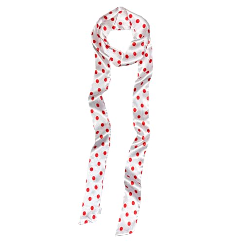 Backgarden Women 200cm Long Satin Sash Belts for Wedding Bridal Bridesmaid Dress Accessories (White w/red dot)