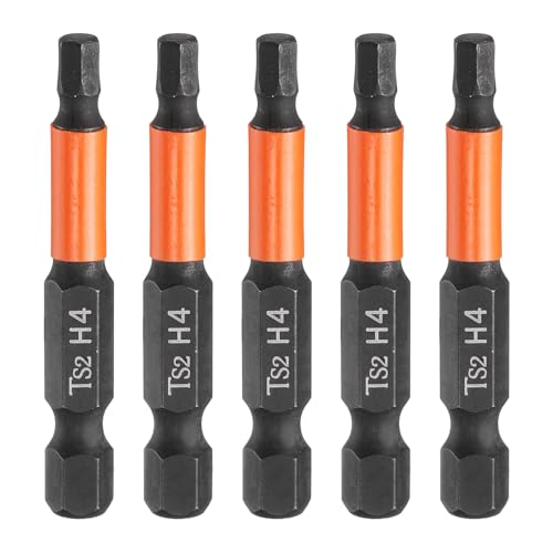 sourcing map 5pcs Hex Head Wrench Drill Bit 4mm(H4) Metric 1/4 Hex Shank 2(50mm) Length S2 Steel Magnetic Impact Drivers Screwdriver Bit Hexagon Electric Drill Bits