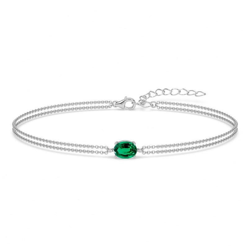 Clara 925 Sterling Silver Green Solitaire Double Chain Bracelet | Adjustable, Platinum Plated, Swiss Zirconia | Gift for W... - Review, Price and Buying Guide