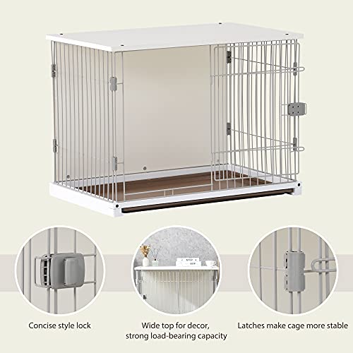 Xionggg Dog Cage, 34 Inch Length Elegant Wooden Structure White Dog Cage Crate, Pets Kennel Crate With Movable Salver/Wide Table Top, Decorative Dog House Cage, Indoor Use Furniture Style #TOP5