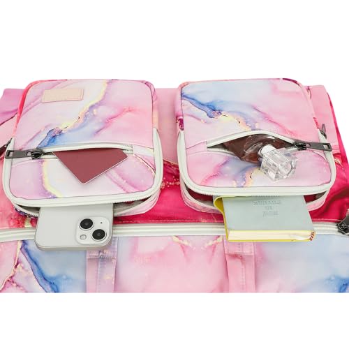DACHEE 15-15.6 inch Laptop Shoulder Bag, for MacBook Pro 16, Hp Lenovo Dell 14 inch Waterproof Messenger Bag Case Sleeve (New Pink Marble, 15 inch/15.6 inch)