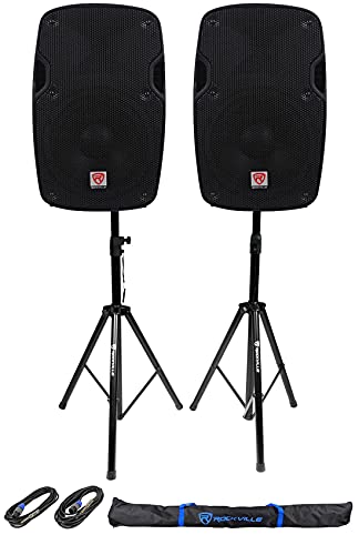 Rockville SPG88 8' Passive DJ PA Speaker Pair Bundle with RVSS2 Stands
