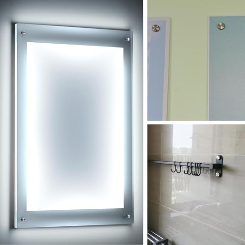 20 Stück Zierschrauben 16mm Silber Spiegelschrauben Edelstahl Polierte Schrauben mit Dekorative Kappen und Unterlegscheiben für Möbel Kleiderschränke Teetischen Spiegel Dekoration Werbeschilder