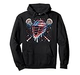 Patriotic American Flag Lacrosse Ice Cream Drip Lax Boys Pullover Hoodie