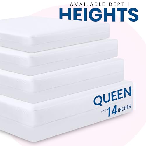 Utopia Bedding Premium Waterproof Bed Bug Mattress Cover, Queen Zippered Mattress Protector, 14 Inches Deep, Dust Mite Proof 6-Sided Mattress Encasement for Bed
