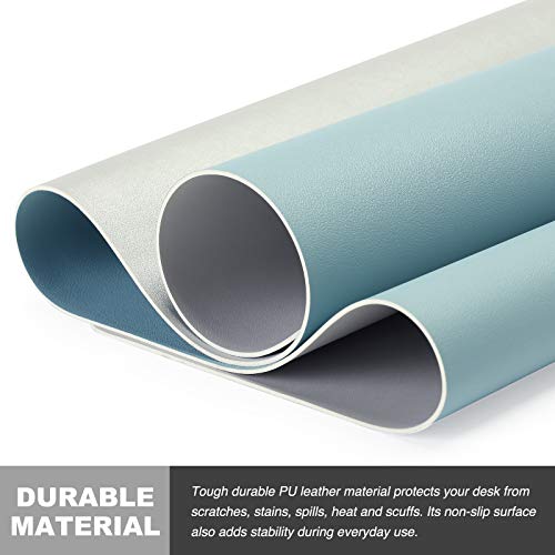 Knodel Tappetino da Tavolo, Sottomano da Ufficio, 90cm x 43 cm in Similpelle PU, Tappetino per Laptop, Tappetino da Scrittoio Impermeabile per Ufficio e Uso Domestico, Doppia Facciata (Blu Chiaro)