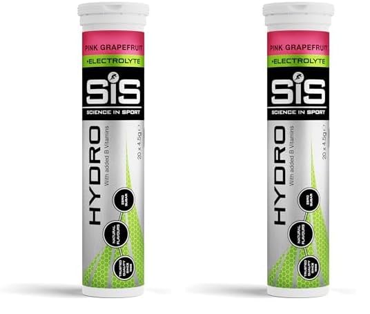 Hydro Hydration Tablets, Gluten-Free, Zero Sugar, Pink Grapefruit Flavour Plus Electrolytes, 20 Effervescent Tablets (Pack of 2)