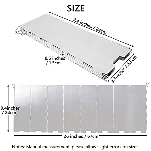 Japard Windscreen For Camping Stove, 8 Plates Aluminum Camping Stove Windshield With Carrying Bag 8Oz Lightweight Portable Camp Stove Wind Screen Outdoor Cooker Burner, Wind Guard For Camp Stove #TOP5