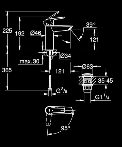 Grohe Start 237462432 - Miscelatore Monocomando Per Lavabo, Con Limitatore Di Temperatura, Colore: Nero Opaco - 2