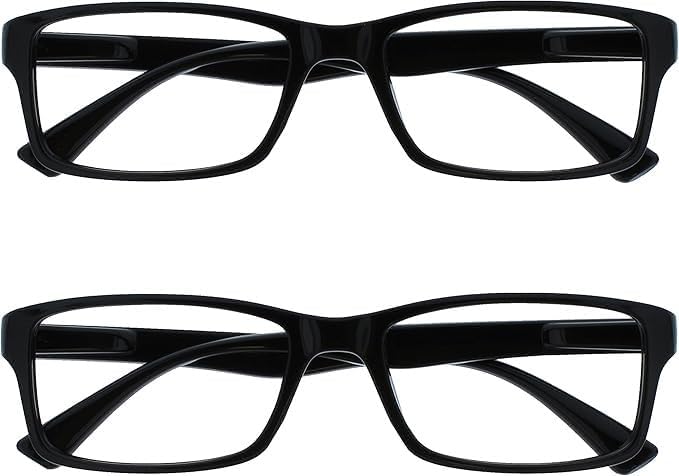 Generisk Reading Glasses +2.50 Classic Everyday Use Readers 2 Pairs Eyeglasses Eyewear Office Mens Womens Spectacles (Black)