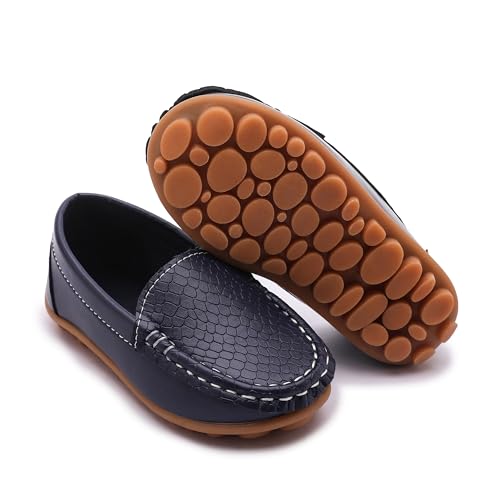 Image of Boys Loafers PU Leather Slip-On Toddler Dress Shoes Non-Slip Sole Kids Moccasins for School Events and Daily Wear