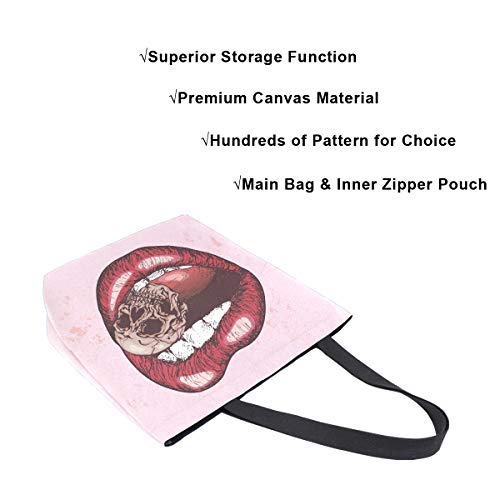 ALAZA Large Canvas Tote Bag African American Woman With Curly Hair Shopping Shoulder Handbag3