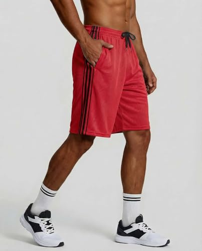 Image of Real Essentials 5 Pack: Men's 9 inch Mesh Shorts - Athletic Gym, Workout, Basketball, Running, Casual Lounge Activewear Pockets