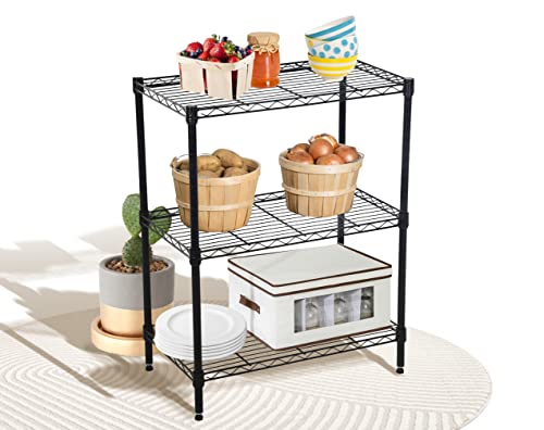 Mkdlufei 3-Tier Wire Shelving Unit Adjustable Height 450Lb Capacity Small Metal Shelving For Storage 24"X14"X30" Metal Shelves For Kitchen, Office, Pantry, Laundry, Closet, Organizer Wire Rack #TOP14