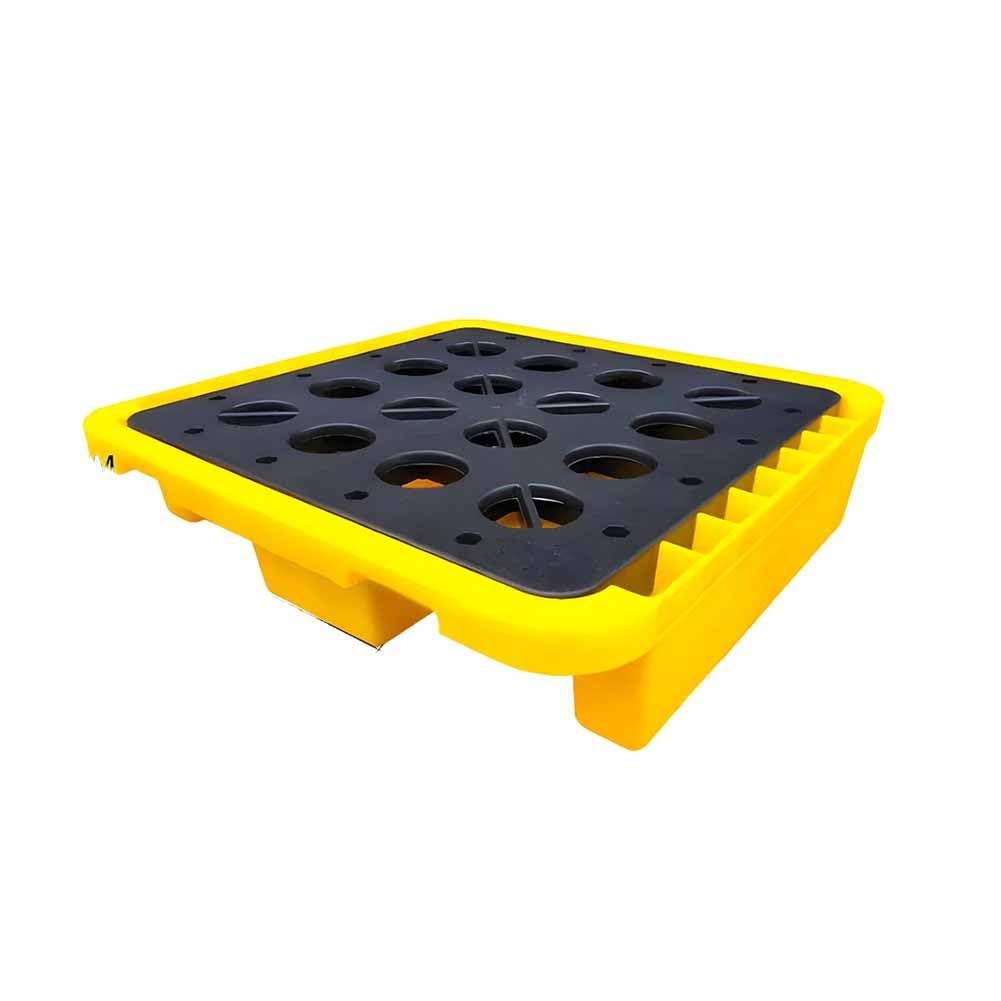 JKJZSALJ Spill Containment Pallet,Oil Drum Spill Containment Pallet With Grating Stackable Industrial Platform For Capacity Tray Modular Outlet Platform,Yellow,72x72x16cm