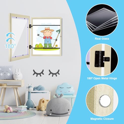 Image of [2-Pack] Kids Art Frames, 8.5x11 Front Opening Kids Artwork Frames Changeable, Ivory Artwork Display Storage Frame for Wall, Holds 50 Pcs, for 3D Picture, Crafts, Children Drawing, Hanging Art,