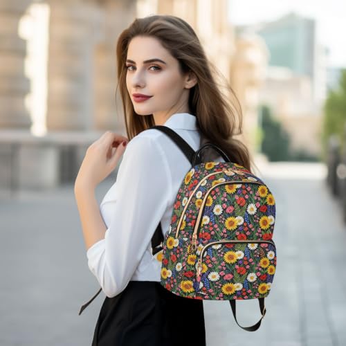 Mochila de mujer pequeña Vibrant Meadow que soluciona el desorden con múltiples bolsillos 6