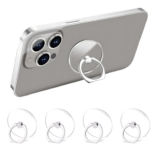 KIRZAX 4 Pièces Anneau Telephone Portable, Anneau Porte Portable Smartphone,360° Rotation Clear Bague Téléphone Support,pour iPhone et Coque du Téléphone Portable (Rond)
