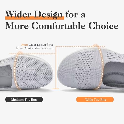 Puxowe Women'S Walking Shoes Lightweight Knit Slip On Mesh Comfortable Barefoot Minimalist Sneakers Low Top 2405 Gray Us 9 thumb #2