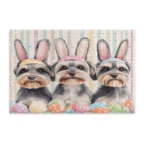 Rompecabezas de perro Schnauzer: relajación y decoración de Pascua con 1000 piezas de madera 1