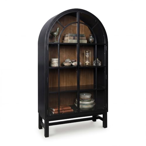 Image of Signature Design by Ashley Basinger Arched Display Cabinet, Black /Brown