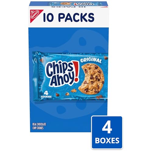 Image of CHIPS AHOY! Original Chocolate Chip Cookies, 40 Snack Packs (4 Cookies Per Pack, 4 Boxes) | 4 Cookies Per Pack, Individually Wrapped, Real Chocolate Chip Cookies, Certified Kosher