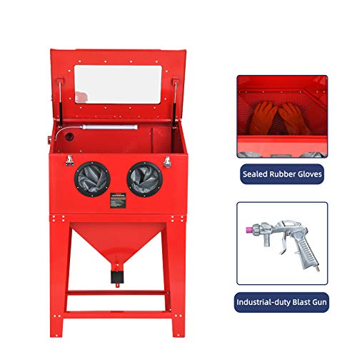 SUNCOO Bench Top Abrasive Blast Cabinet with Dust Collection Reclaimer System for Rust Grime Paint Removing/Various Media Compatible Pressure Benchtop Sandblaster Cabinet