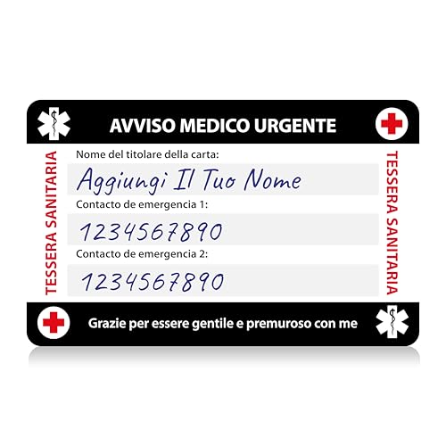 Carte contact autisme TSA avec cordon et panneau inscriptible d'urgence