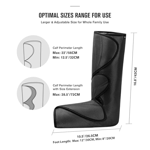 FIT KING Leg Massager for Circulation Air Compression Leg and Foot Massager to Relieve Pain Swelling Edema with Handheld Controller - 3 Intensities 2 Modes - Great Gift for Wife Mom and Friend