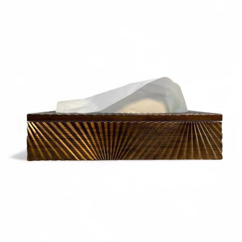 Image of Art Street Coffee Tissue Box Holder with Cover, Rectangle Facial Tissue Paper Box Holder Decorative Organizer, Napkin Dispenser Box for Bathroom, Home, Office & Restaurant (9x6x2.3 Inch)
