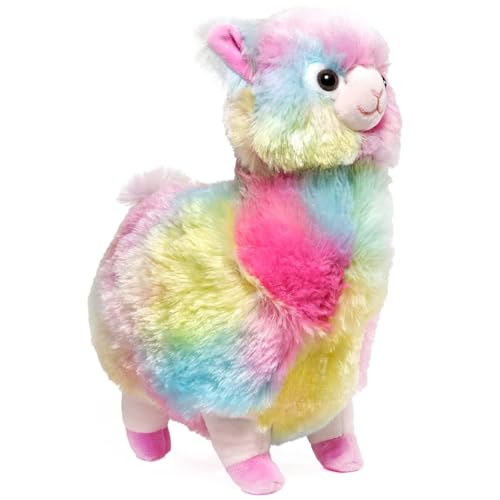 Bearington Annabelle Plush Stuffed Animal Rainbow Alpaca - 12 inches Alpaca Stuffed Animal Toy
