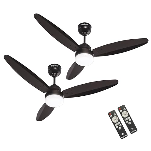 DIGISMART Autum Mark 1 1200mm BLDC 3 Blade Ceiling Fan with Remote Control|BEE 5 star Rated Energy Efficient Ceiling Fan|High Air Delivery with LED Indicators| 5 Year Warranty (Smoke Brown-Pack of 2)