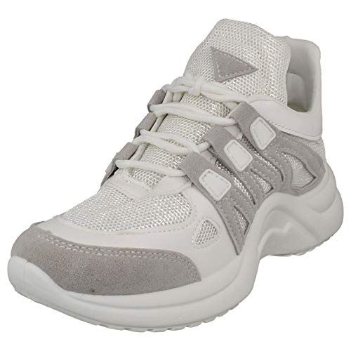 Zapatillas deportivas cómodas con cordones Reflex para mujer, Blanco, gris, blanco, 38 EU