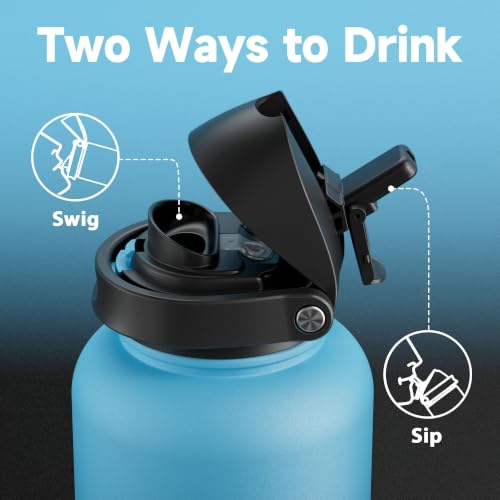 Image of Meoky 64 oz Insulated Water Bottle with Straw, Half Gallon Water Jug