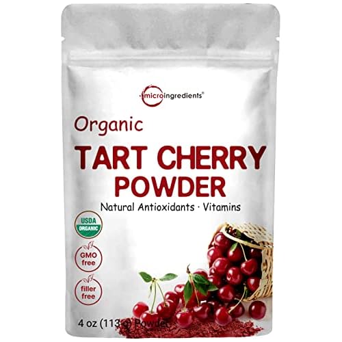 Organic Tart Cherry powder, 4oz | 100% Natural Fruit Powder | US Grown Tart Cherries Source | No Sugar & Additives | Great Flavor for Drinks, Smoothie