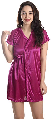 Two Dots Women's Satin Nighty Robe (Night Dress or Nightshirt) (Free Size)