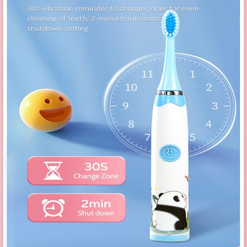 Image of Sonic Electric Toothbrush for Kids with 4 Modes, 3 Brush Heads & Type-C Rechargeable, Ultra Soft Nylon Bristles, IPX7 Waterproof, Electric Power Tooth brush (White)