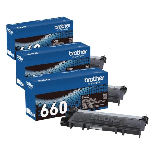 Image of Brother Genuine High Yield Toner Cartridge, TN660, Replacement Black Toner, Page Yield Up to 2,600 Pages, Amazon Dash Replenishment Cartridge, Black, (Pack of 3)