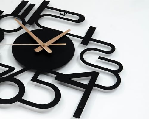 Image of Metal Wall Clock for Living Room, Bedroom, Office, Kitchen, Home and Hall, Stylish Designer Big Size Modern Wall Watch for Home Decor Black (Modern, 40 CMS)