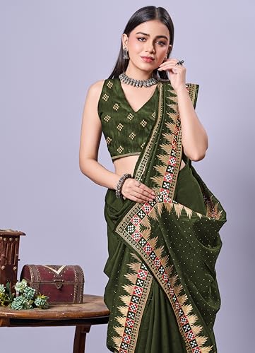 Image of Jaanvi fashion Women's Pasapalli Design Sambalpuri Silk Saree with Swarovski Work & Blouse Piece