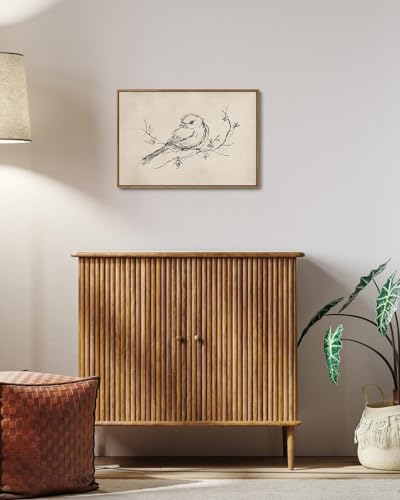 Image of KISSFOX Framed Wall Art Vintage Wall Decor Bird Pictures Rustic Animal Canvas Art Retro Paintings Farmhouse Artwork For Bedroom Living Room Kitchen