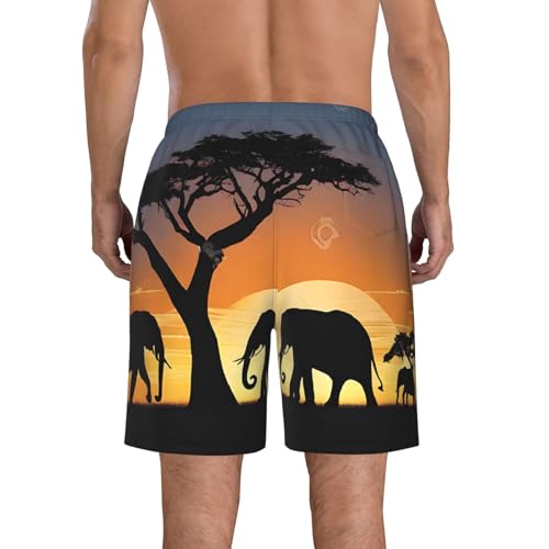 African Elephant Men's Quick Dry Beach Shorts Swim Trunks with Pockets Board Shorts3
