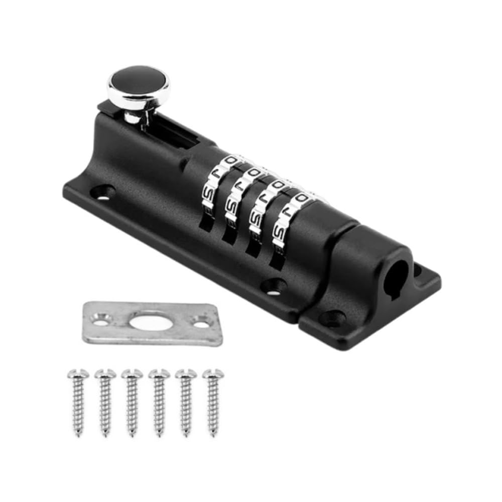 Rustproof Anti-Tamper Combination Door Bolt Lock,4 Digit Gate Latch(Black)