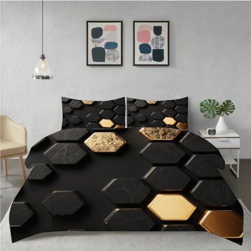 Housse de couette 90x190 cm en microfibre douce sans repassage hexagone - 3