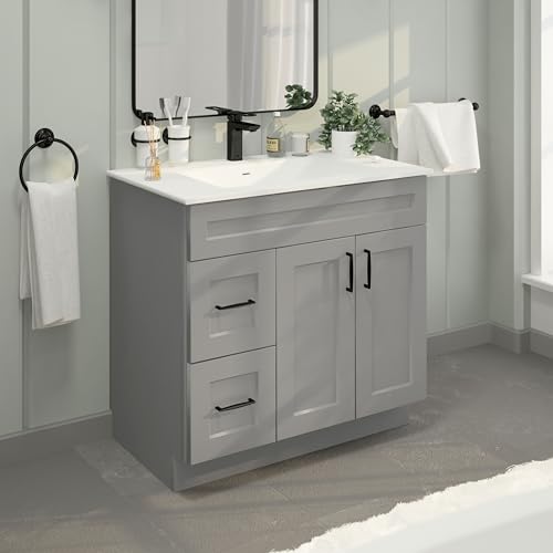 36-Shaker-Bathroom-Vanity-Sink-Base-with-Drawers-Ready-to-Assemble-Light-Grey-Shaker-Vanity-Base 36 Shaker Bathroom Vanity Sink Base with Drawers Ready to Assemble Light Grey Shaker Vanity Base
